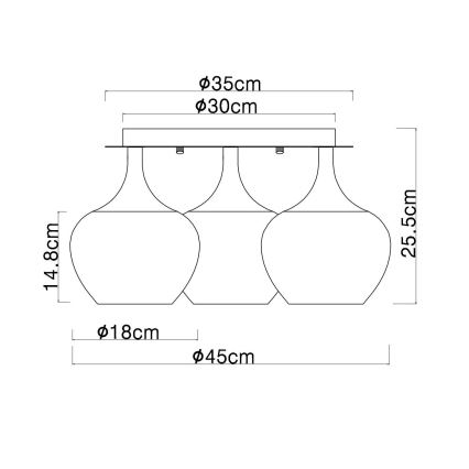 Globo - Candeeiro integrado 3xE27/40W/230V diâmetro 45 cm cobre