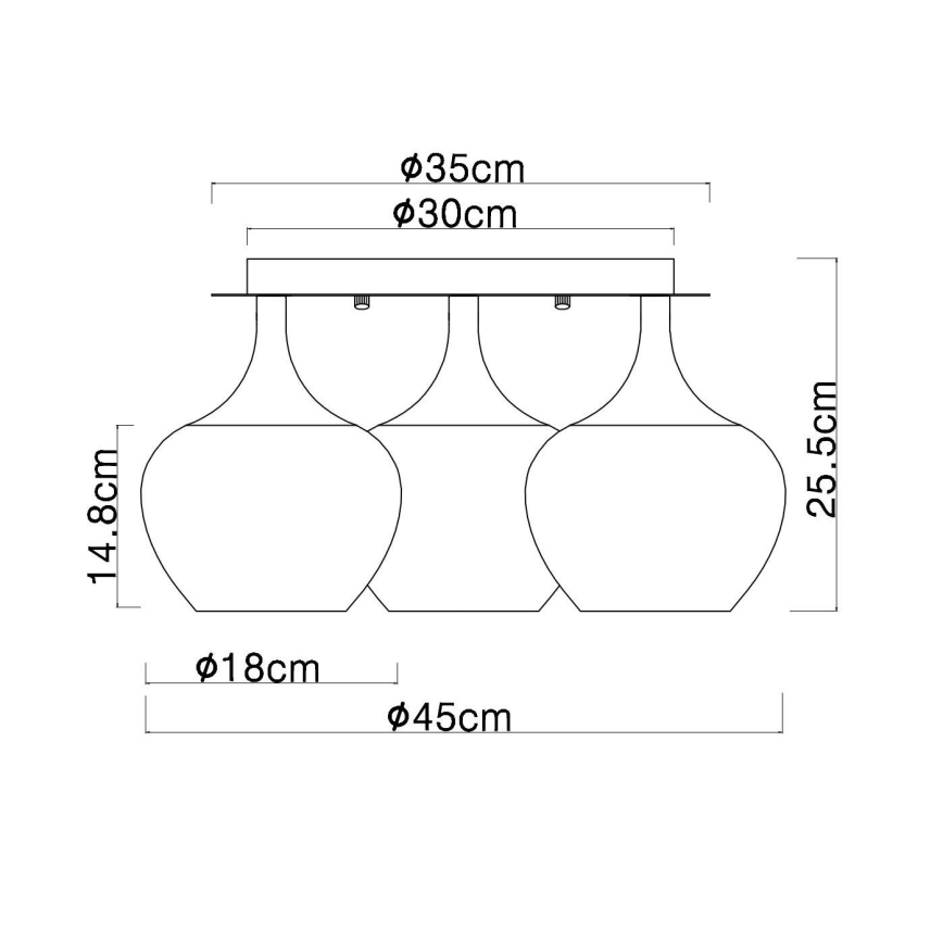 Globo - Candeeiro integrado 3xE27/40W/230V diâmetro 45 cm cobre