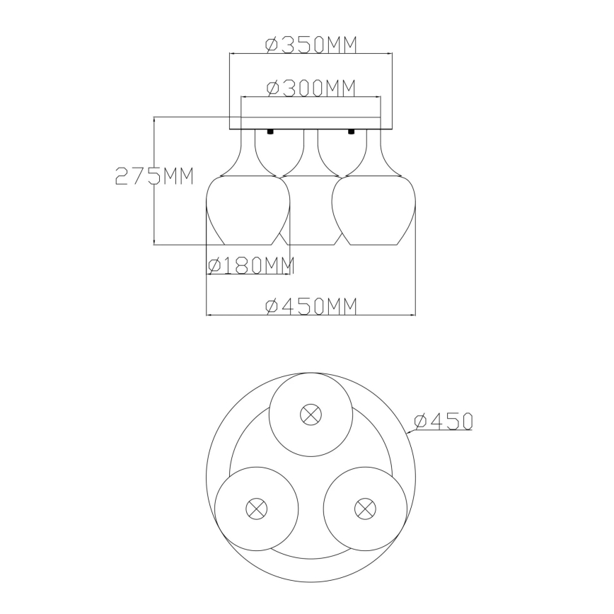 Globo - Candeeiro integrado 3xE27/40W/230V antracite