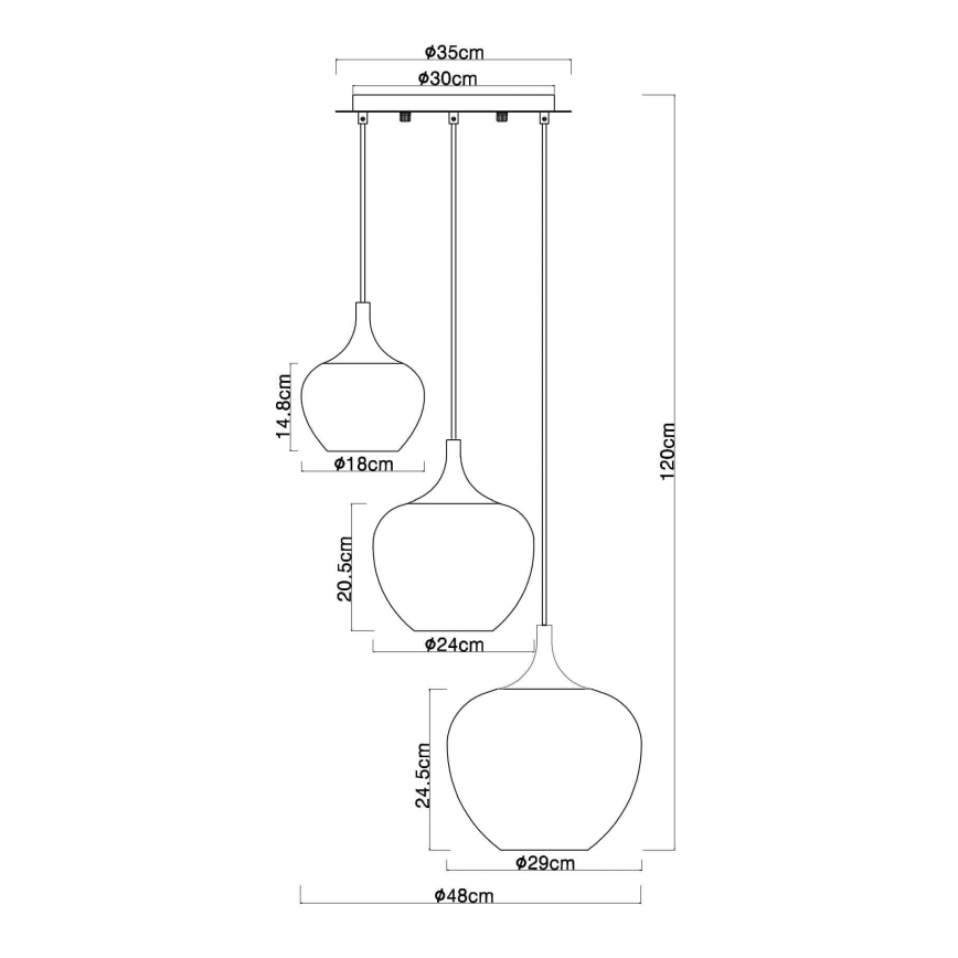 Globo - Candeeiro suspenso 3xE27/40W/230V branco/antracite