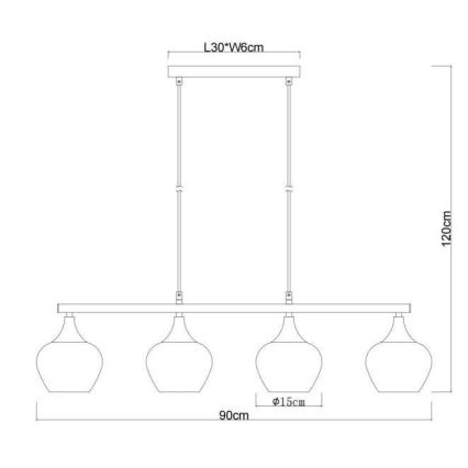 Globo - Candeeiro suspenso 4xE27/40W/230V preto