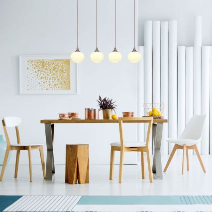 Globo - Candelabro suspenso 4xE27/40W/230V branco/castanho
