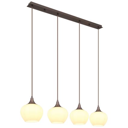 Globo - Candelabro suspenso 4xE27/40W/230V branco/castanho