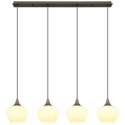 Globo - Candelabro suspenso 4xE27/40W/230V branco/castanho