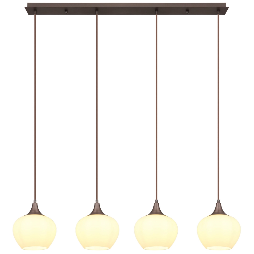Globo - Candelabro suspenso 4xE27/40W/230V branco/castanho