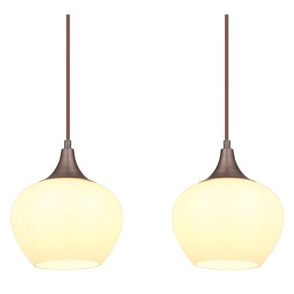 Globo - Candelabro suspenso 4xE27/40W/230V branco/castanho