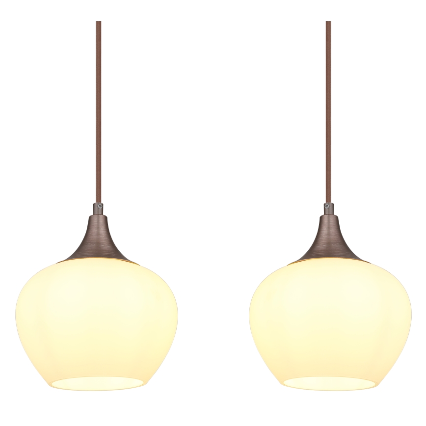 Globo - Candelabro suspenso 4xE27/40W/230V branco/castanho