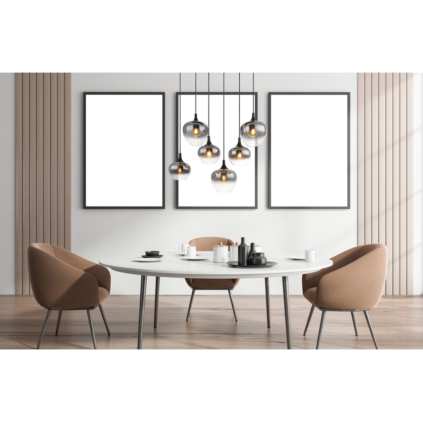 Globo - Candeeiro suspenso 6xE27/40W/230V preto