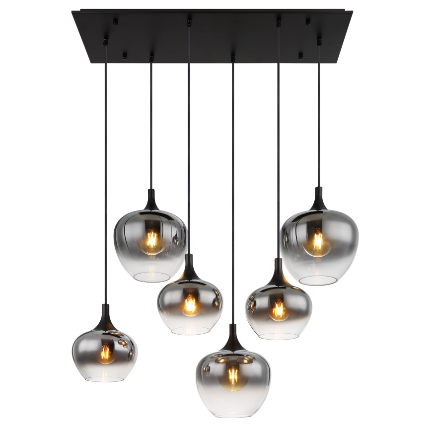 Globo - Candeeiro suspenso 6xE27/40W/230V preto