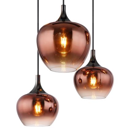 Globo - Candeeiro suspenso 6xE27/40W/230V castanho/fumado