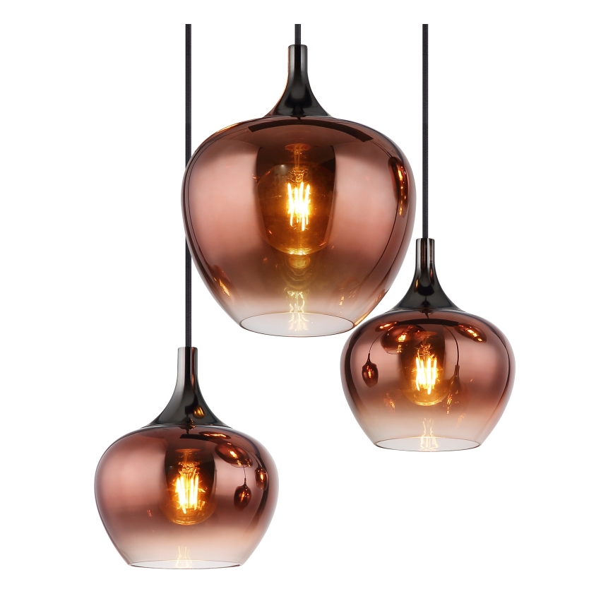 Globo - Candeeiro suspenso 6xE27/40W/230V castanho/fumado