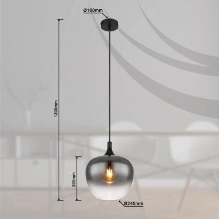 Globo - Candeeiro suspenso 1xE27/40W/230V diâmetro 24 cm preto
