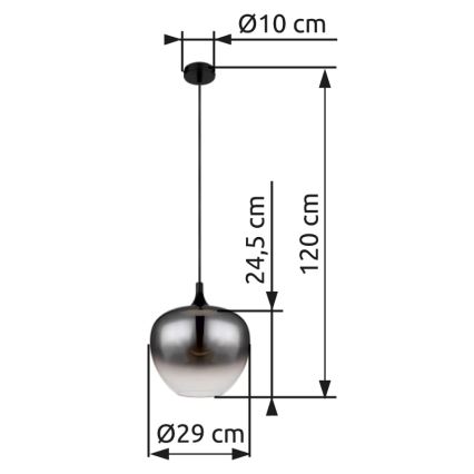 Globo - Candeeiro suspenso 1xE27/60W/230V diâmetro 29 cm preto