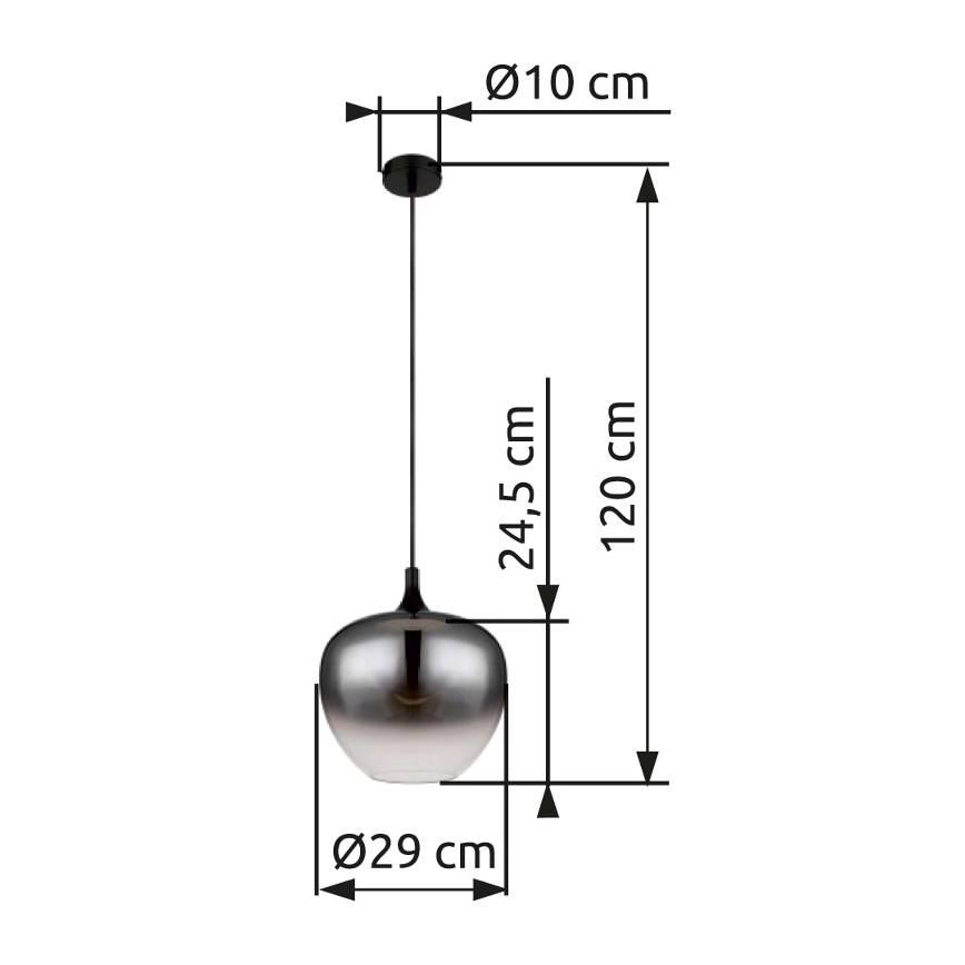 Globo - Candeeiro suspenso 1xE27/60W/230V diâmetro 29 cm preto