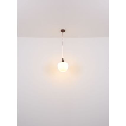 Globo - Candeeiro suspenso 1xE27/60W/230V diâmetro 29 cm branco/castanho