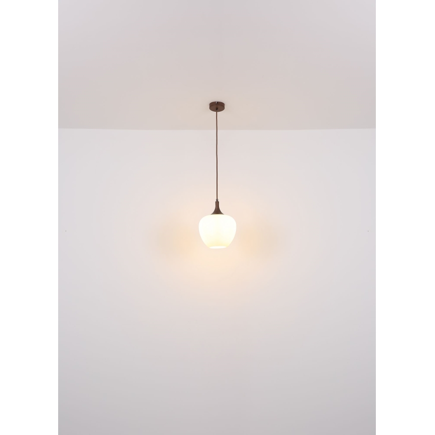 Globo - Candeeiro suspenso 1xE27/60W/230V diâmetro 29 cm branco/castanho