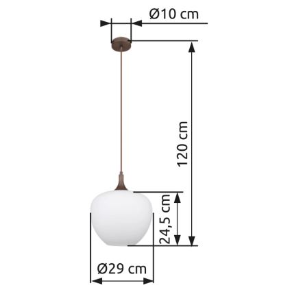 Globo - Candeeiro suspenso 1xE27/60W/230V diâmetro 29 cm branco/castanho