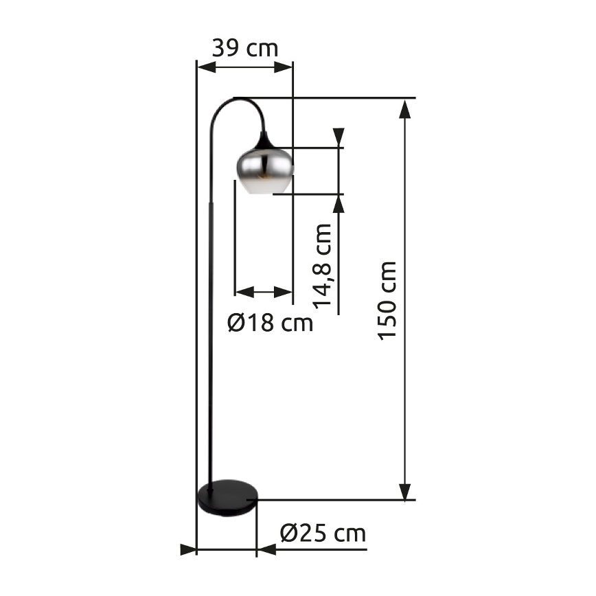 Globo - Candeeiro de chão 1xE27/40W/230V preto/fumado