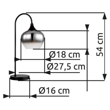 Globo - Candeeiro de mesa 1xE27/40W/230V preto