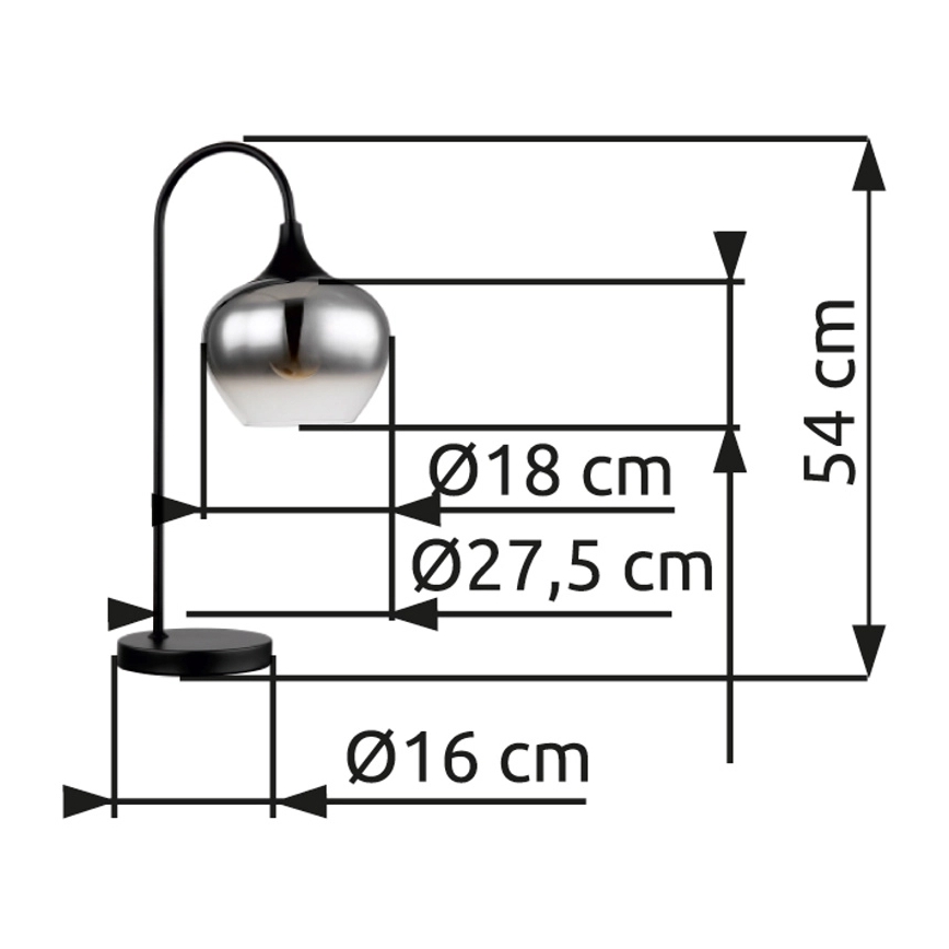 Globo - Candeeiro de mesa 1xE27/40W/230V preto