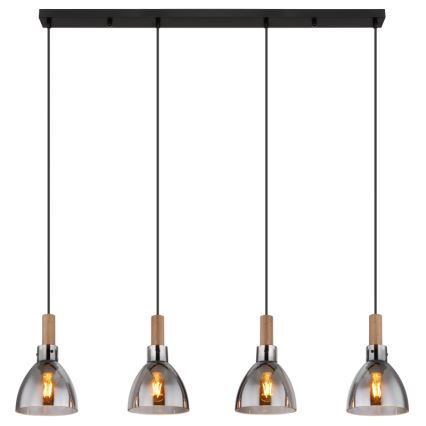 Globo 15550-4H - Lustre suspenso por cabo MATTEA 4xE27/6W/230V preto/fumê
