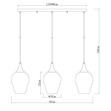 Globo - Candeeiro suspenso 3xE27/60W/230V