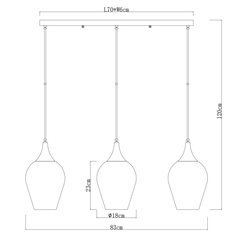 Globo - Candeeiro suspenso 3xE27/60W/230V