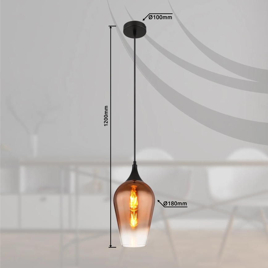 Globo - Candeeiro suspenso 1xE27/60W/230V diâmetro 18 cm cobre