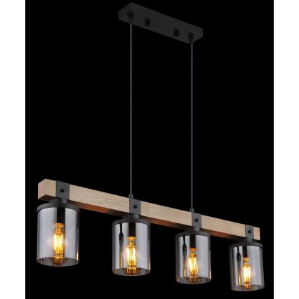 Globo - Candelabro suspenso 4xE27/60W/230V carvalho