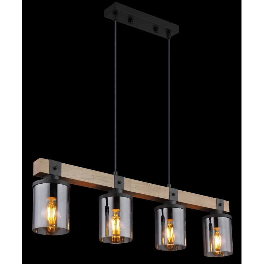 Globo - Candelabro suspenso 4xE27/60W/230V carvalho