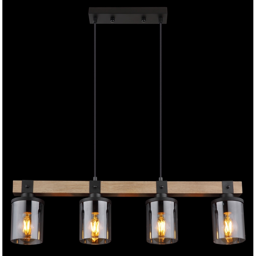 Globo - Candelabro suspenso 4xE27/60W/230V carvalho