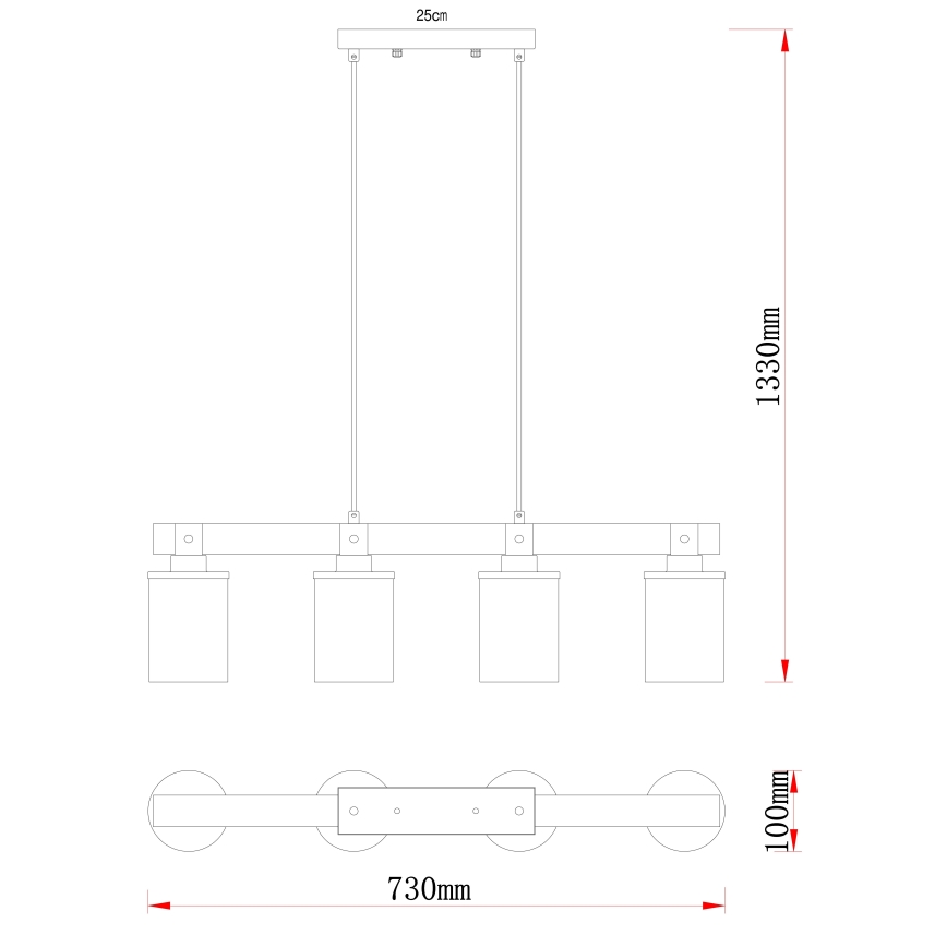 Globo - Candelabro suspenso 4xE27/60W/230V carvalho
