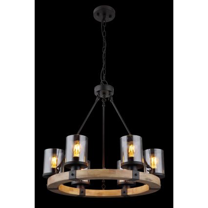 Globo - Candelabro suspenso 6xE27/60W/230V carvalho