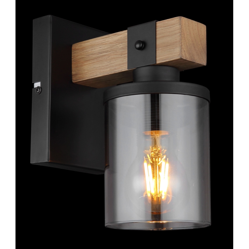 Globo - Candeeiro de parede 1xE27/60W/230V carvalho/fumado