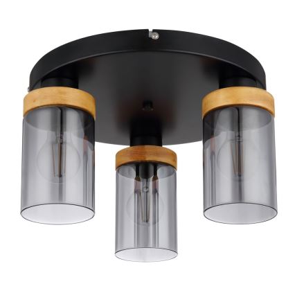 Globo - Candelabro integrado 3xE27/40W/230V metal/madeira