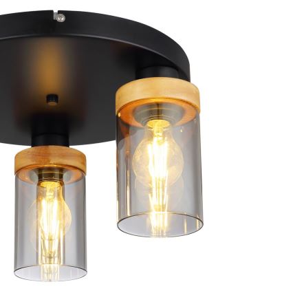 Globo - Candelabro integrado 3xE27/40W/230V metal/madeira