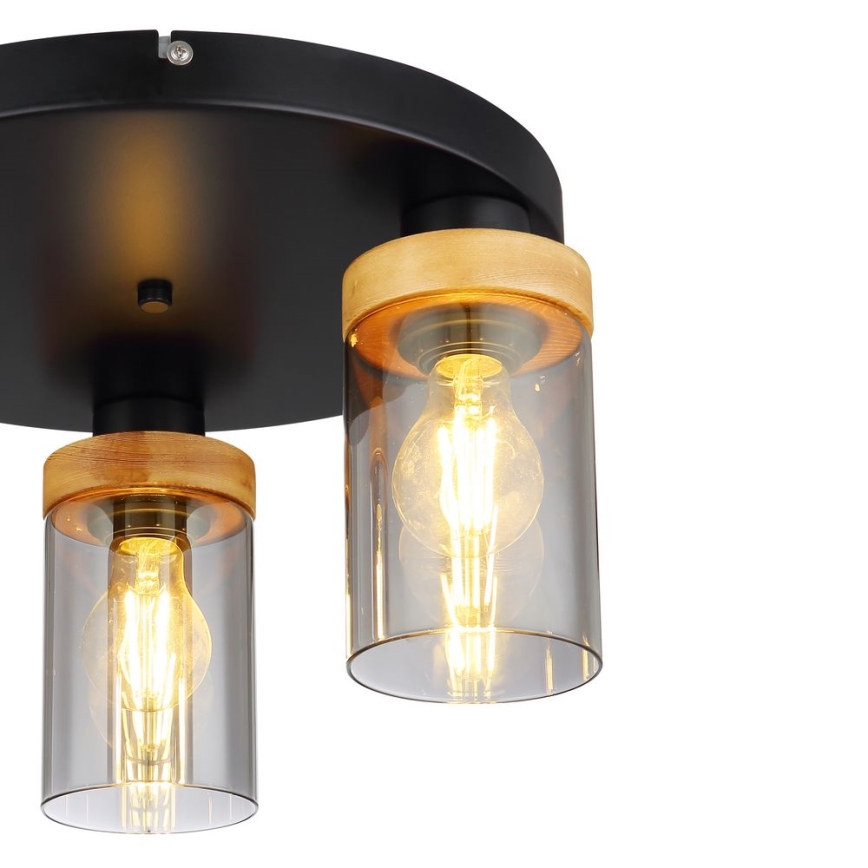 Globo - Candelabro integrado 3xE27/40W/230V metal/madeira