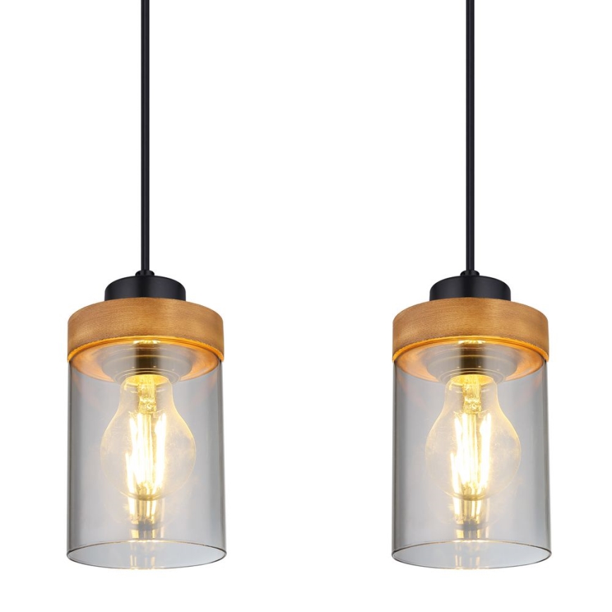 Globo - Candelabro suspenso 4xE27/40W/230V metal/madeira
