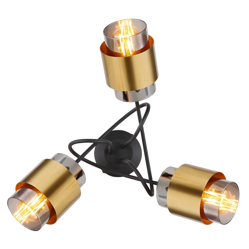 Globo - Candelabro integrado 3xE27/40W/230V preto/latão