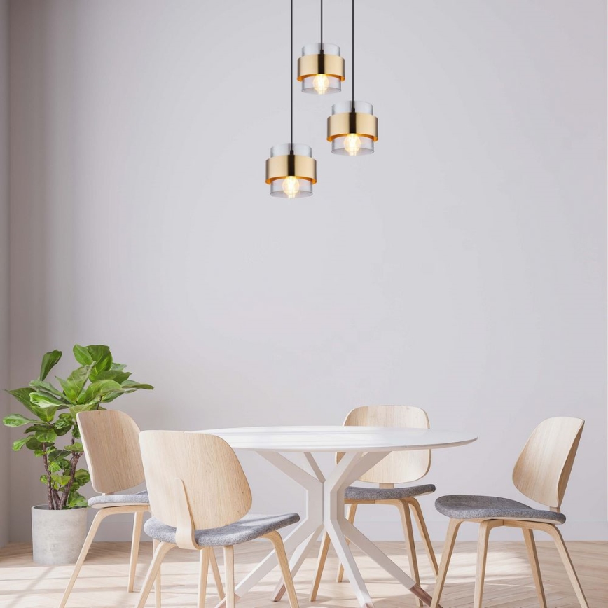 Globo - Candelabro suspenso 3xE27/60W/230V preto/latão
