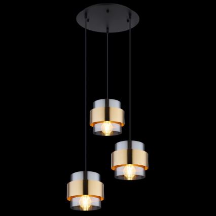 Globo - Candelabro suspenso 3xE27/60W/230V preto/latão