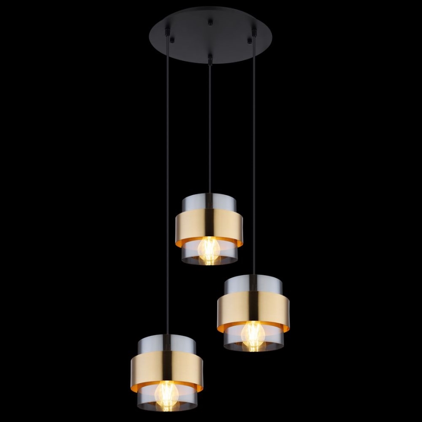 Globo - Candelabro suspenso 3xE27/60W/230V preto/latão