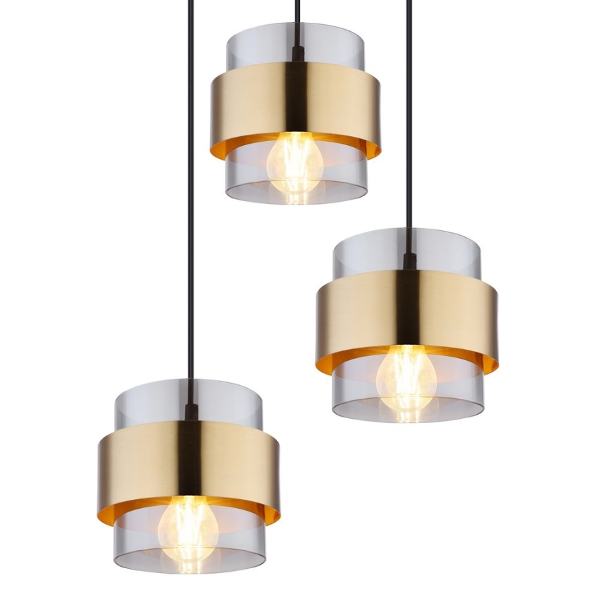Globo - Candelabro suspenso 3xE27/60W/230V preto/latão