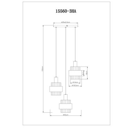 Globo - Candeeiro suspenso 3xE27/60W/230V diâmetro 45 cm