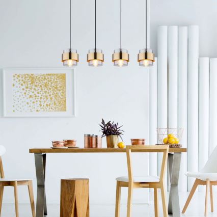 Globo - Candelabro suspenso 4xE27/60W/230V preto/latão