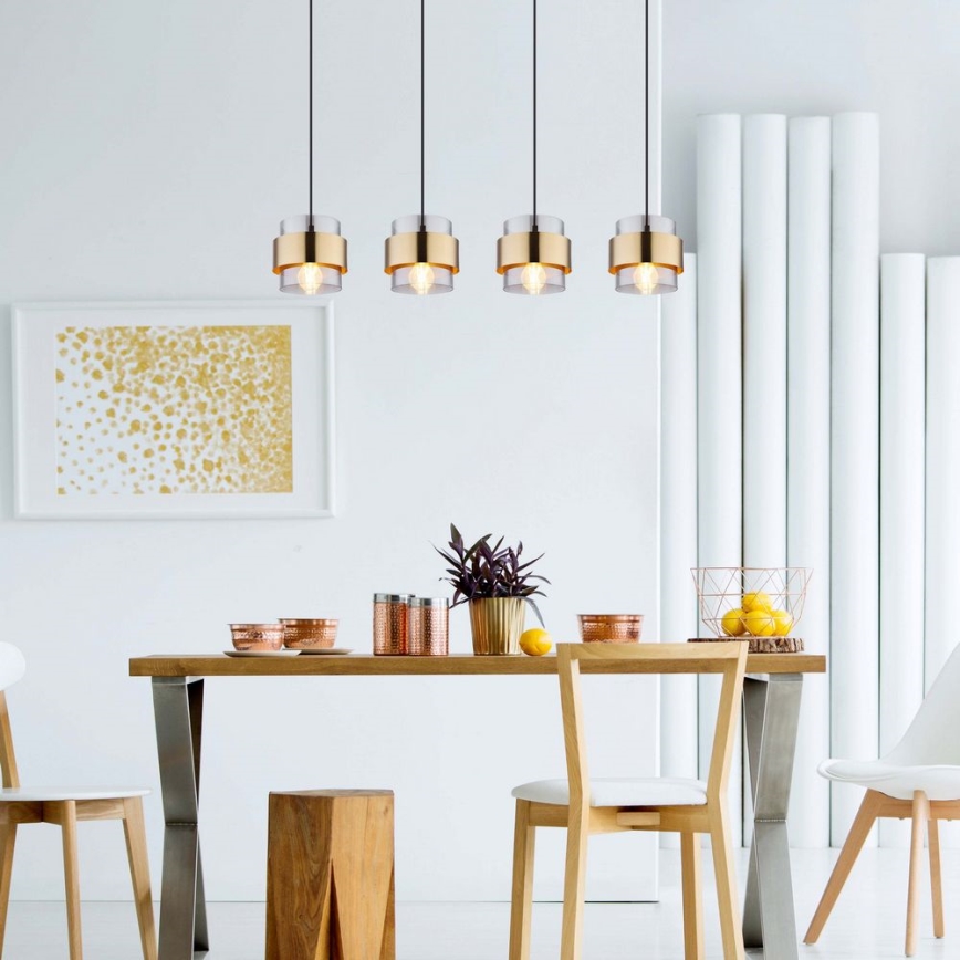 Globo - Candelabro suspenso 4xE27/60W/230V preto/latão