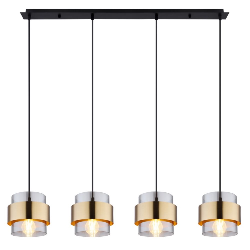 Globo - Candelabro suspenso 4xE27/60W/230V preto/latão