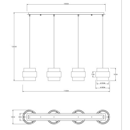 Globo - Candelabro suspenso 4xE27/60W/230V preto/latão