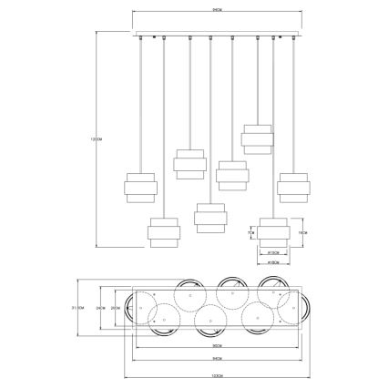 Globo - Candeeiro suspenso 8xE27/60W/230V