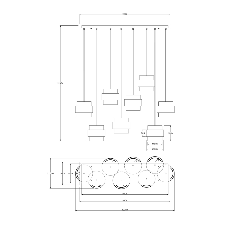 Globo - Candeeiro suspenso 8xE27/60W/230V